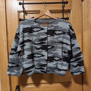 Kerisma sz S/M Viscose Blend Bolero Jacket Sweater Camo Gray
